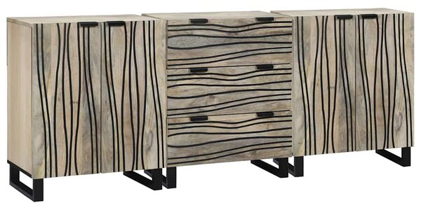 Sestava komody 3 ks Bílá 180 x 33 x 75 cm Masivní mangové dřevo 3310047