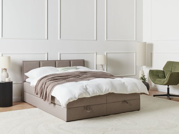 Kontinentální postel s úložným prostorem BARONET Tkanina Taupe 160 x 200 cm