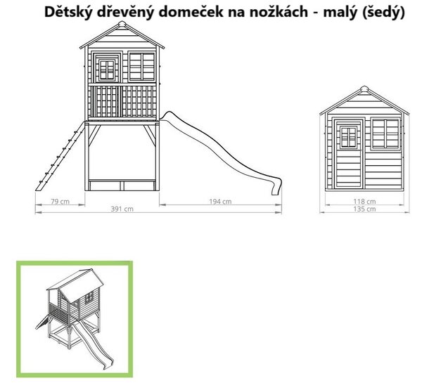 EXIT Toys Dětský dřevěný domeček na nožkách - malý (šedý)