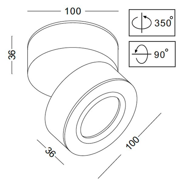 Rotex LED přisazené svítidlo natáčecí Ra>90 Bílá⌀75mm