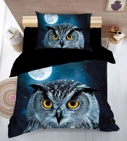 2dílné 3D povlečení 140×200 + 70×90 – Sova pod měsícem