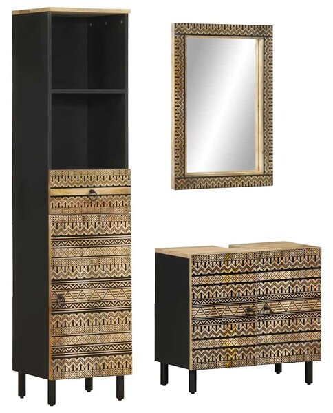 3dílná koupelnová sestava masivní mangovníkové dřevo 3310130