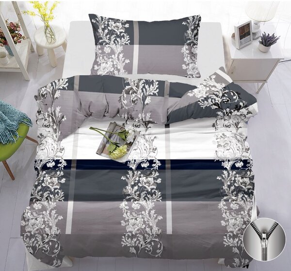 Luxusní oboustranné povlečení 140×200/70×90 – Modré ornamentální | Zip | Elegantní design