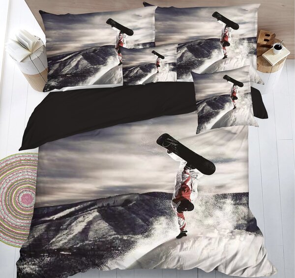 7dílné 3D povlečení – Snowboardista ve vzduchu – 140x200 cm