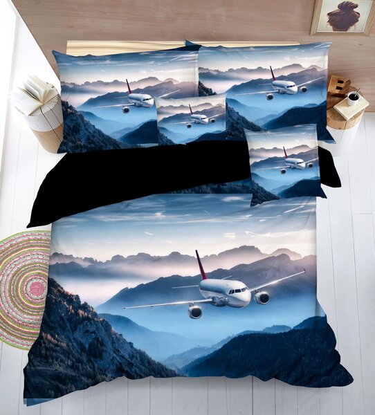 7dílné 3D povlečení – Letadlo nad horami – 140x200 cm