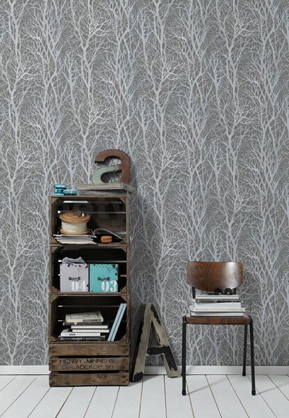 Vliesové tapety na zeď větve stromů 30094-3, větve stromů stříbrné, rozměr 10,05 m x 0,53 m, A.S.Création