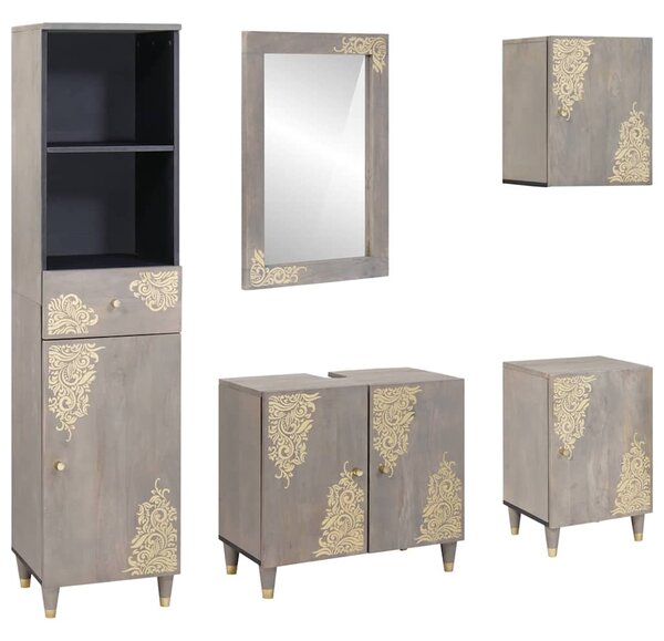 Sada koupelnových skříněk 5 ks Šedá 62 x 33 x 58 cm 3310156