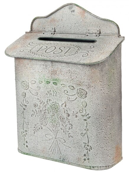 Šedá vintage poštovní schránka – 26x10x35 cm