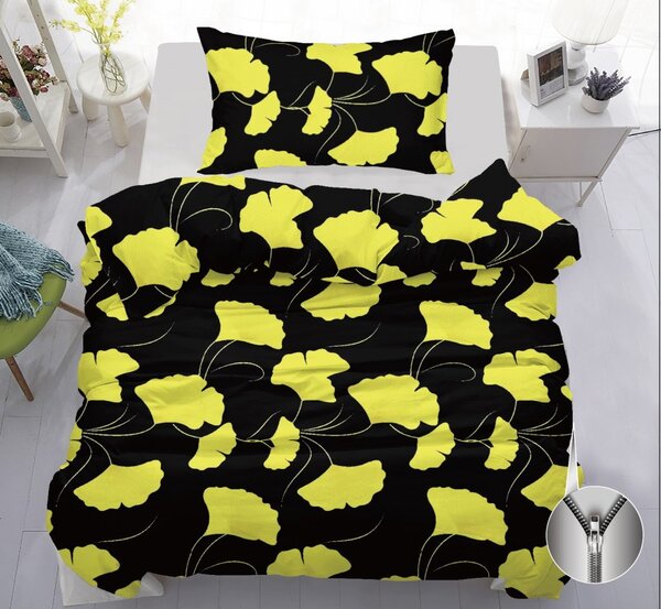 Oboustranné bavlněné povlečení 140×200 + 70×90 – ŽLUTÝ GINKGO