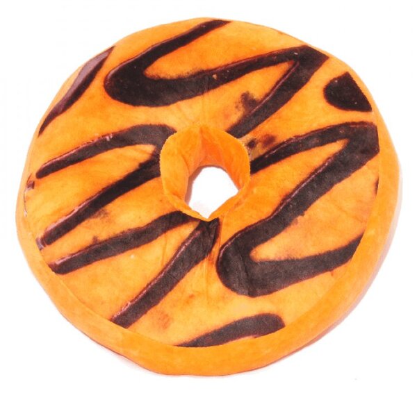 Polštář Donut s tygrovanou čokoládovou polevou – oranžový
