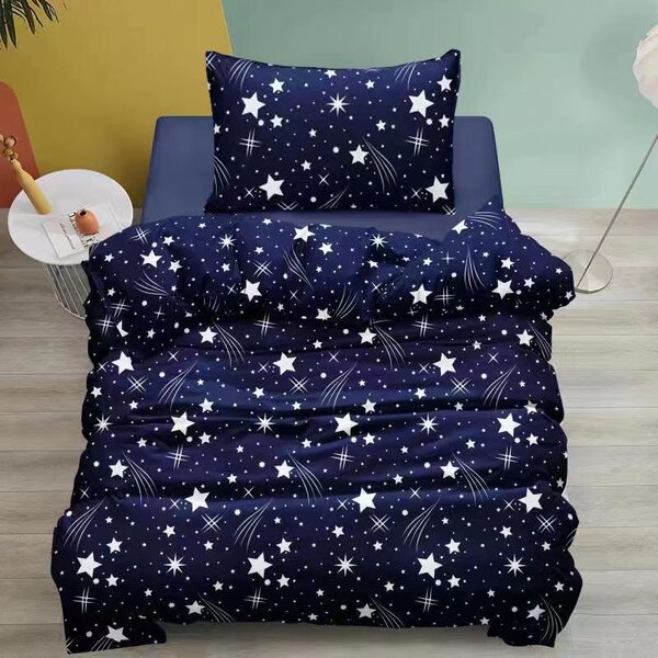 Povlečení 2dílné 140×200 + 70×90 – Tmavě šedé s hvězdami | Zip | Elegantní hvězdná obloha