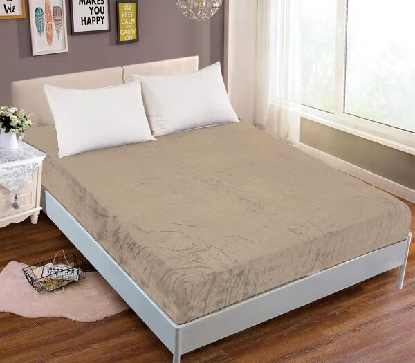 Béžové/Kappuccino napínací prostěradlo z mikrovlákna 90×200 cm – hebké, teplé a pružné