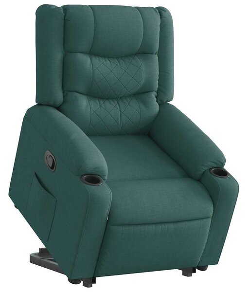 Zvedací polohovací křeslo tmavě zelené textil 3310264