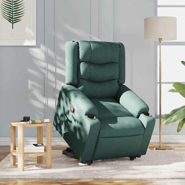 Zvedací polohovací křeslo tmavě zelené textil 3310264