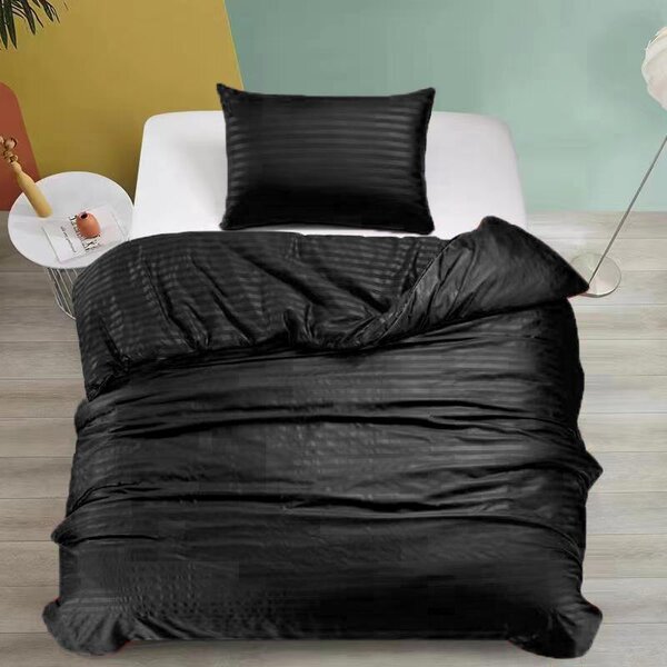 Povlečení 2dílné 140×200 + 70×90 – černé, minimalistické pruhy, se zipem