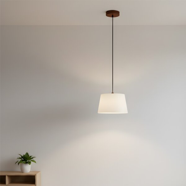 Lustr na lanku AIDA 1xE27/60W/230V pr. 25 cm dub/ořech/bílá