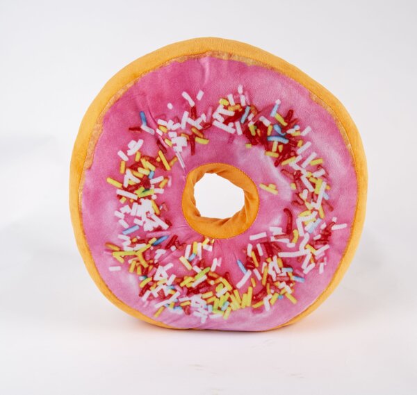 Dekorační polštářek Donut s polevou – různé druhy Barva: Bílá poleva s barevným posypem