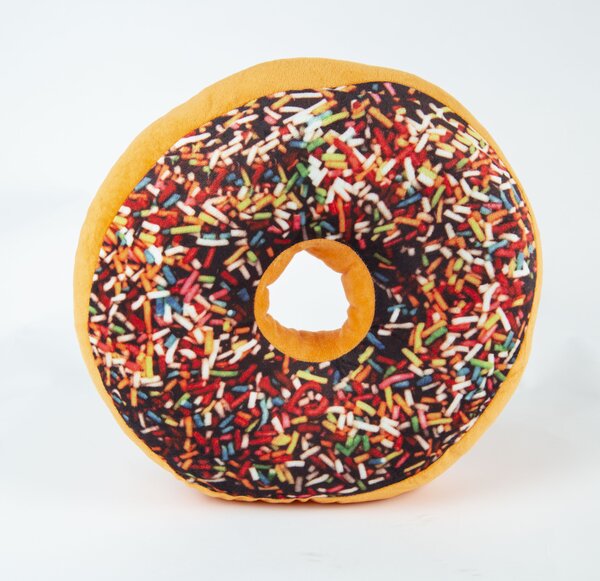 Dekorační polštářek Donut s polevou – různé druhy Barva: Bílá poleva s barevným posypem
