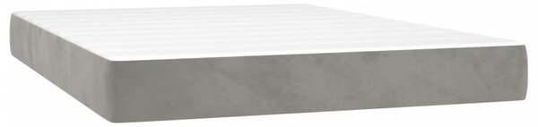 Box spring postel s matrací a LED světle šedá 140x190 cm samet 3136359