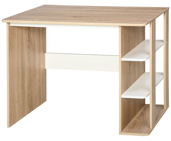 HOMCOM 2v1 Stůl s 3úrovňovou policí Velký prostor pro úložné místo Pracovní stůl do kanceláře či ložnice 100x55x74 cm Dřevěný | Aosom