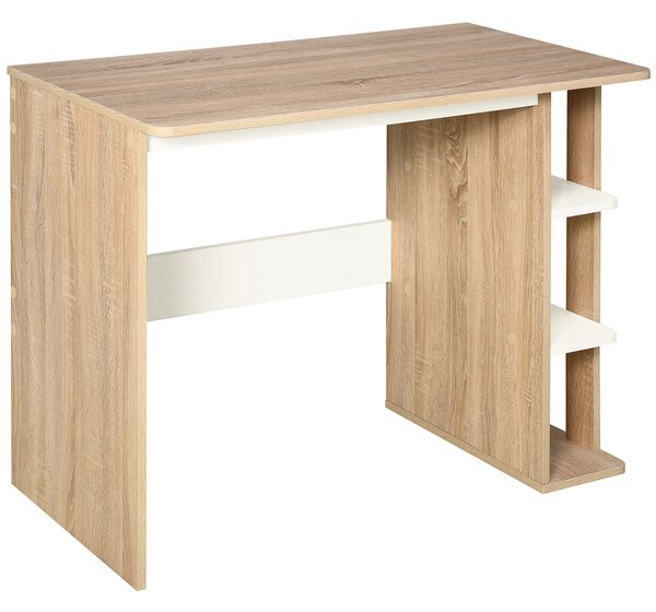HOMCOM 2v1 Stůl s 3úrovňovou policí Velký prostor pro úložné místo Pracovní stůl do kanceláře či ložnice 100x55x74 cm Dřevěný | Aosom