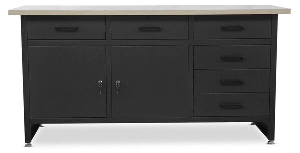 Pracovní stůl se zásuvkami a skříňkou HENRY, 1700 x 850 x 600 mm, černý