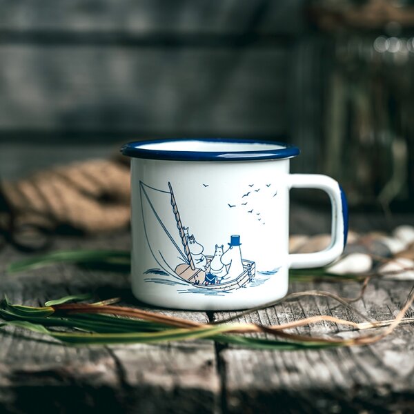 Muurla Hrnek Moomin Sailors 0,37l, smalt / bílo-modrý