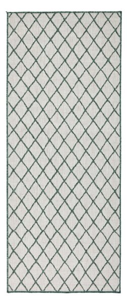 Zeleno-krémový venkovní koberec NORTHRUGS Malaga, 80 x 250 cm