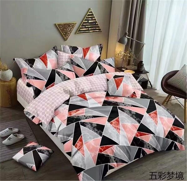 Moderní povlečení s geometrickým vzorem | Stylové trojúhelníky, zip 140x200 cm