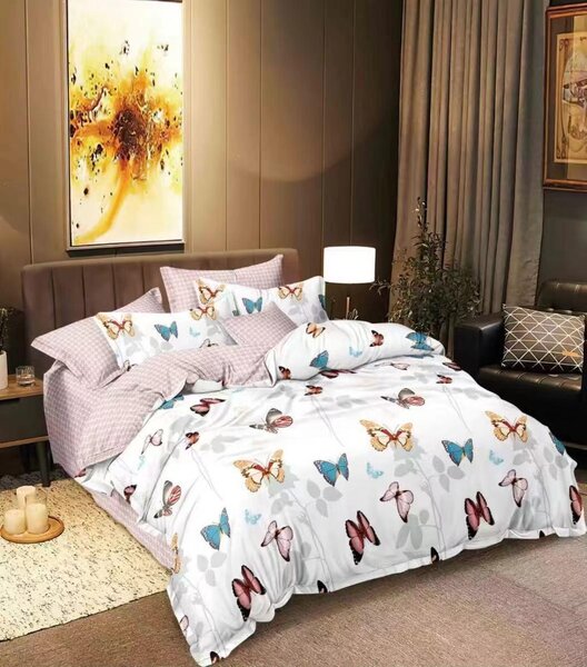 Bílé povlečení s motivem motýlů | Jemný romantický design, zip 140x200 cm