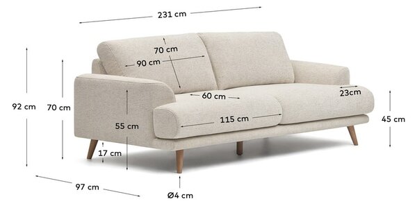 Béžová pohovka 231 cm Karin - Kave Home