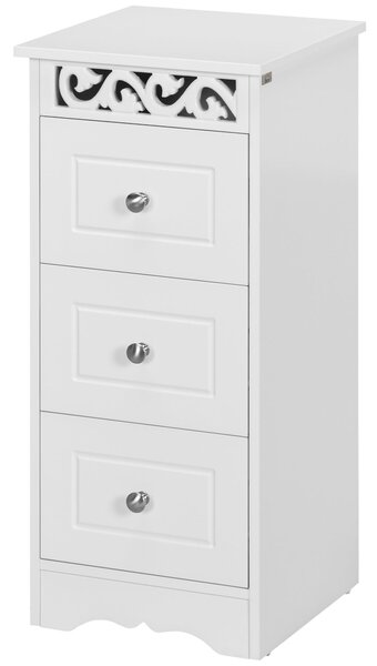HOMCOM Bílý Úložný Skříňka se 3 Zásuvkami pro Kuchyň, Jídelnu, Obývací Pokoj, Ložnici a Koupelnu 29,8x29,8x68,5 cm | Aosom
