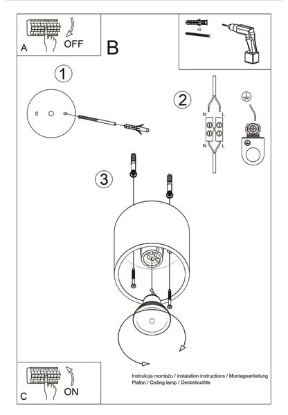 Sollux Lighting Stropní svítidlo ORBIS 1 bílé