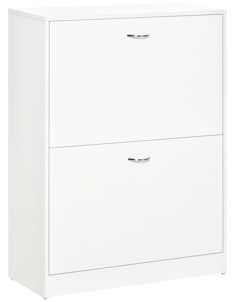 HOMCOM Moderní botník do předsíně s 2 zásuvkami a nastavitelnými policemi 60x24x80 cm Bílý | Aosom