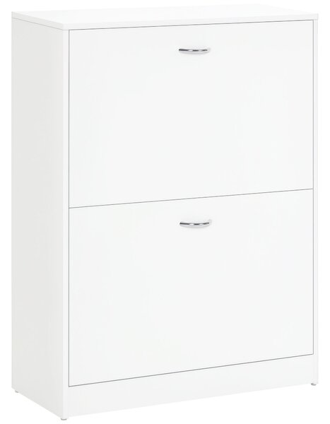 HOMCOM Moderní botník do předsíně s 2 zásuvkami a nastavitelnými policemi 60x24x80 cm Bílý | Aosom