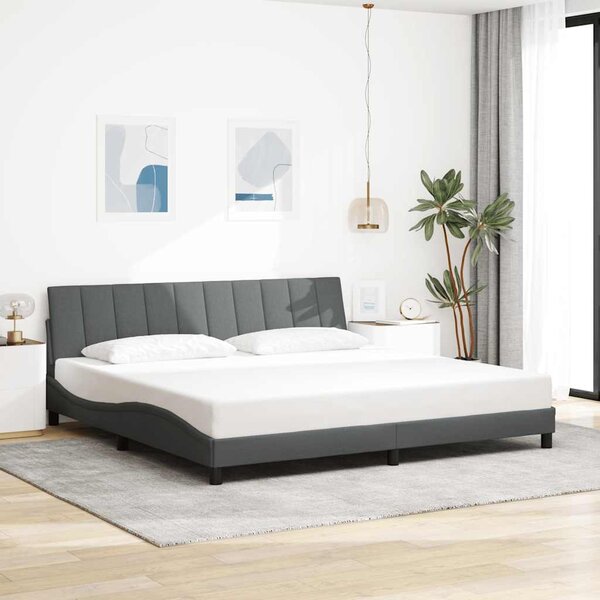Rám postele bez matrace Hanko tmavě šedý 200 x 200 cm textil 3310413