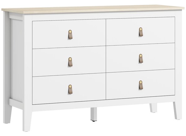 HOMCOM Komoda s 6 zásuvkami do ložnice s PU úchyty 120x40x78 cm Bílá | Aosom
