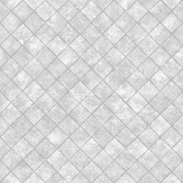Vliesové tapety na zeď Hexagone L44909, rozměr 10,05 m x 0,53 m, čtverce šedé s lesklým efektem, Ugépa