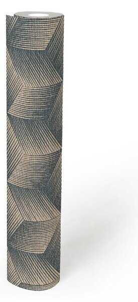 A.S. Création | Vliesová tapeta na zeď Natural Living 38506-3 | 0,53 x 10,05 m | černá, krémová, metalická