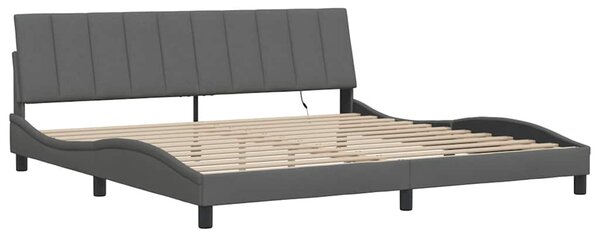 Rám postele bez matrace Hanko tmavě šedý 200 x 200 cm textil 3310483