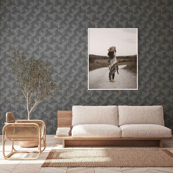 A.S. Création | Vliesová tapeta na zeď Natural Living 38506-4 | 0,53 x 10,05 m | černá, šedá