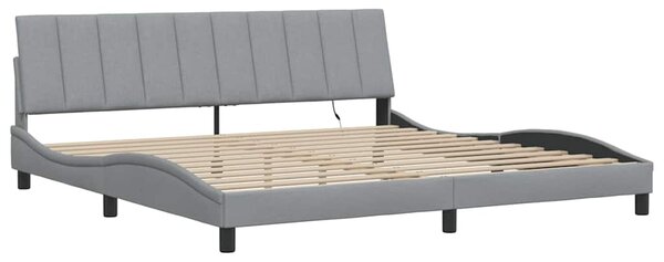 Rám postele bez matrace Hanko světle šedý 200 x 200 cm textil 3310482
