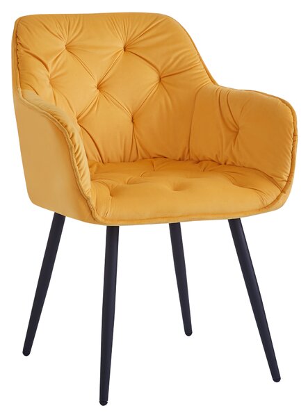 Designové křeslo TIRRA - látka Velvet, žlutá / černá