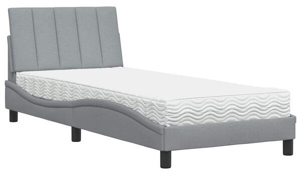 Postel s matrací Hanko světle šedá 80 x 200 cm textil 3310489