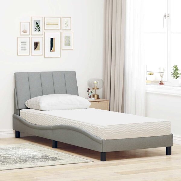 Postel s matrací Hanko světle šedá 80 x 200 cm textil 3310489