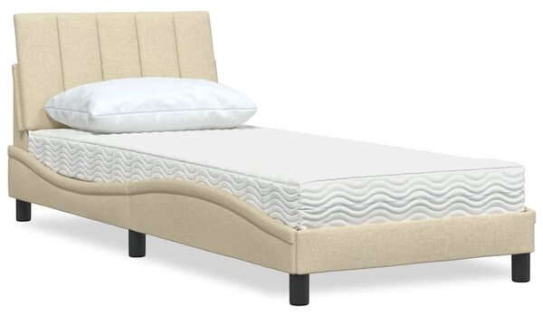 Postel s matrací Hanko krémová 80 x 200 cm textil 3310494