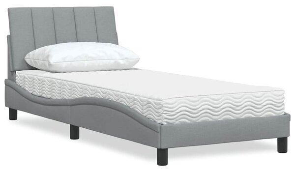 Postel s matrací Hanko světle šedá 80 x 200 cm textil 3310489