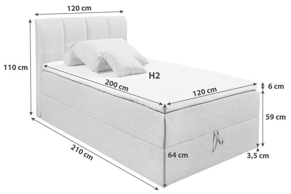 Boxspring postel GRANADA antracitová 120x200 cm