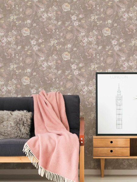A.S. Création | Vliesová tapeta na zeď Natural Living 38636-3 | 0,53 x 10,05 m | vícebarevná, fialová, béžová