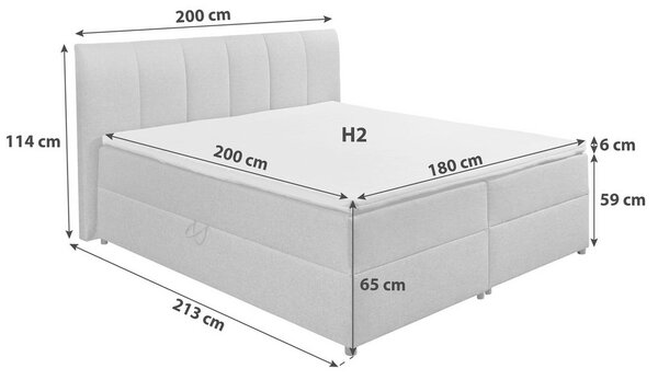 Boxspring postel GRANADA antracitová 180x200 cm